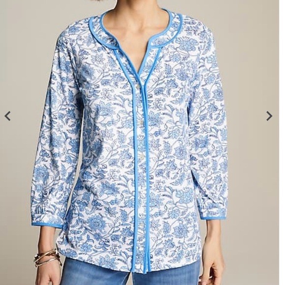 J. Jill Blue Floral Patterned Top - Picture 9 of 9